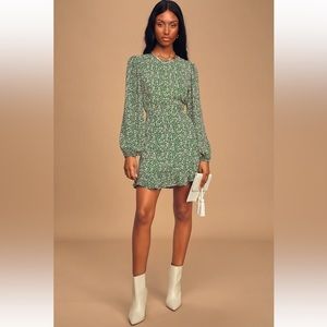 Blooming Darlin' Green Floral Print Ruffled Mini Dress